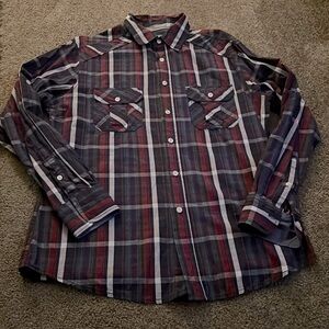 Paper Denim & Cloth Button Men's Medium Long Sleeve Plaid shirt multicolor